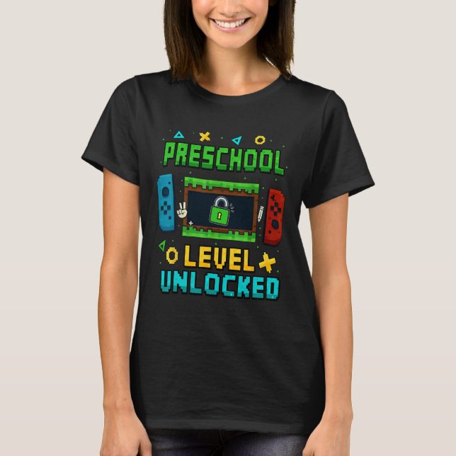 Preschool Level Unlocked Ck To School Pixel Art Ga T-Shirt (Front)