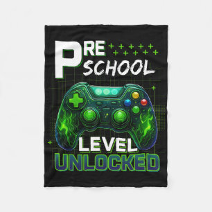 Preschool Level Unlocked Pre-k Gamer Boy First Day Fleece Blanket