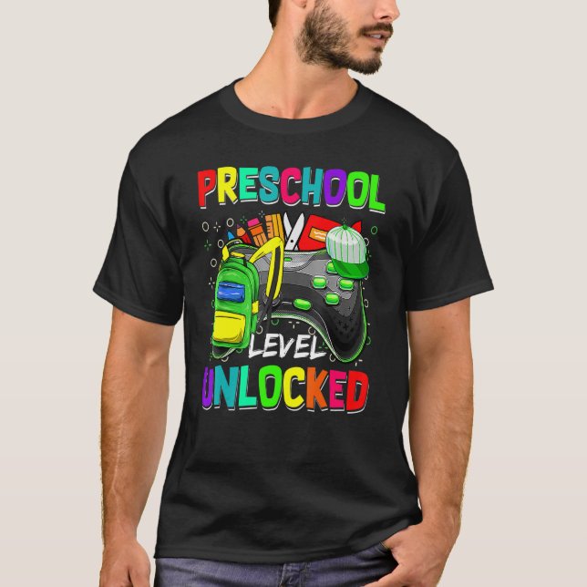 Preschool Level Unlocked Video Game Back To School T-Shirt (Front)