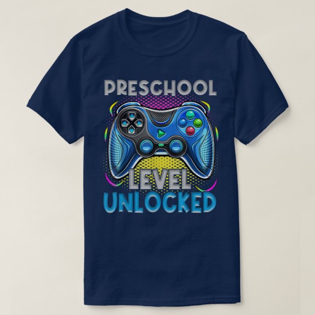Preschool Level Unlocked Video Games Kids Back To  T-Shirt (Design Front)