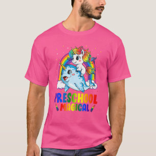 Preschool Magical Unicorn Riding Narwhal Back To S T-Shirt