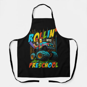 Preschool Monster Truck Back to School First Day o Apron