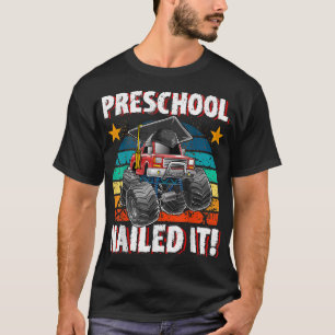 Preschool Monster Truck Retro Graduation Cap Gift T-Shirt