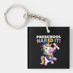 Preschool Nailed It Unicorn Graduation Cap Key Ring