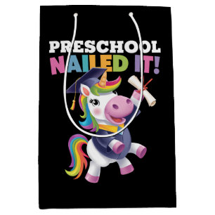 Preschool Nailed It Unicorn Graduation Cap Medium Gift Bag