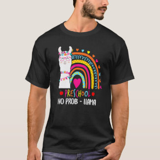 Preschool No Prob Llama Teacher Rainbow Back To Sc T-Shirt
