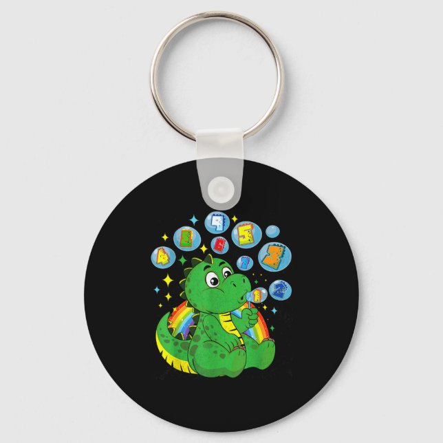 Preschool Number Day Kids Maths Dinosaur  Key Ring (Front)