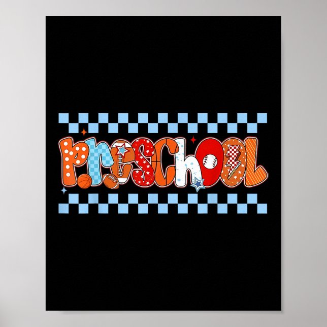 Preschool Pre-k Boy Baseball Basketball Football S Poster (Front)