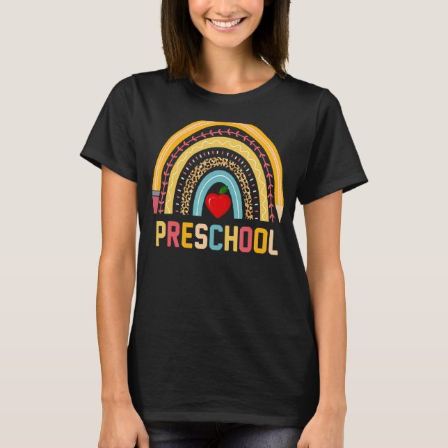 Preschool Rainbow Girls Boys Teacher Team Pre K Sq T-Shirt (Front)