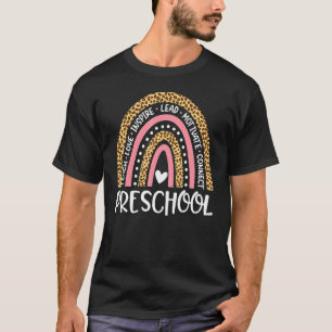 Preschool Rainbow Leopard Print Teacher Preschool T-Shirt