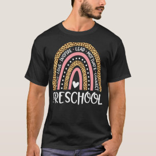 Preschool Rainbow Leopard Print Teacher Preschool T-Shirt