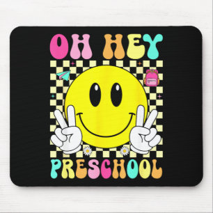 Preschool retro smile face back to school first mouse mat