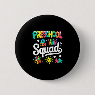 Preschool squad back to school cute cool teacher 6 cm round badge