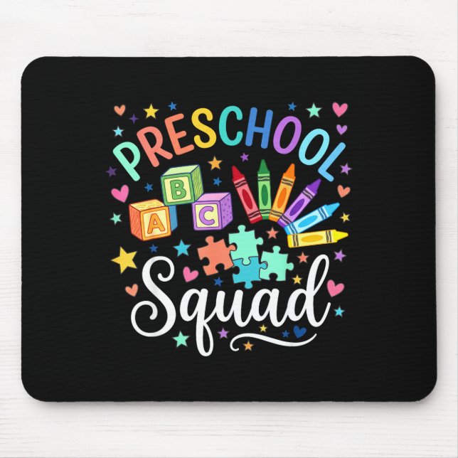 Preschool squad back to school cute cool teacher mouse mat (Front)