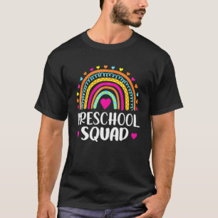 Preschool Squad Teacher Funny Rainbow Lover Back T T-Shirt