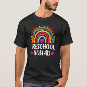 Preschool Squad Teacher  Rainbow  Back To School T-Shirt