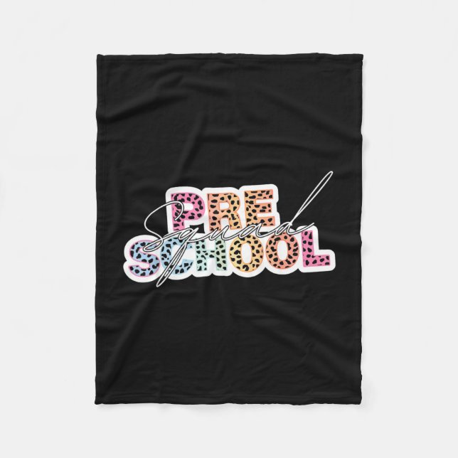 Preschool squad team pre-k crew leopard back fleece blanket (Front)