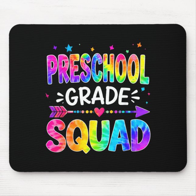 Preschool squad team tie dye back to school mouse mat (Front)