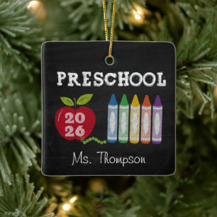 Preschool Teacher 2026 Gift Name Ornament