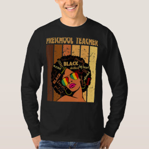 Preschool Teacher Afro African American Black Hist T-Shirt