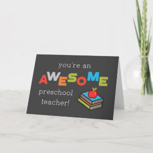 Preschool Teacher Appreciation Day Books Awesome Card
