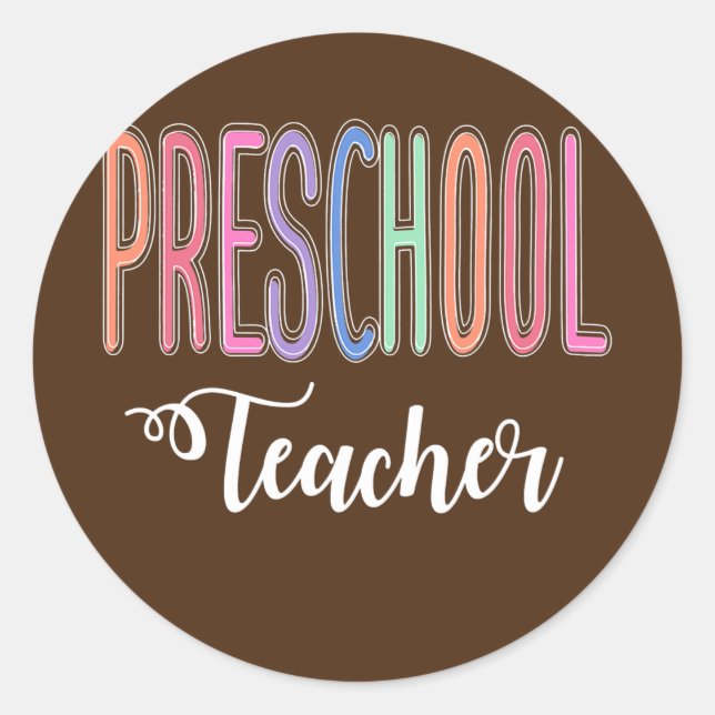 Preschool Teacher Back to School Daycare Classic Round Sticker (Front)