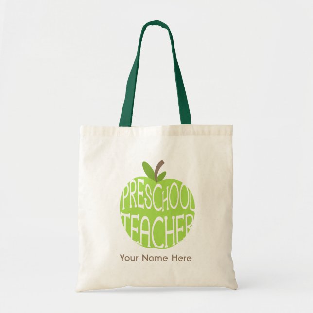 Preschool Teacher Bag - Green Apple (Front)