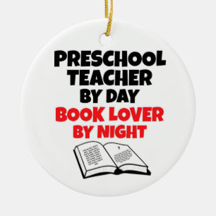 Preschool Teacher by Day Book Lover by Night Ceramic Tree Decoration