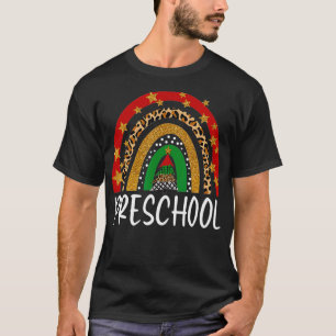 Preschool Teacher Christmas Funny Rainbow Leopard T-Shirt