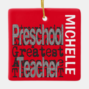 Preschool Teacher Extraordinaire CUSTOM Ceramic Ornament