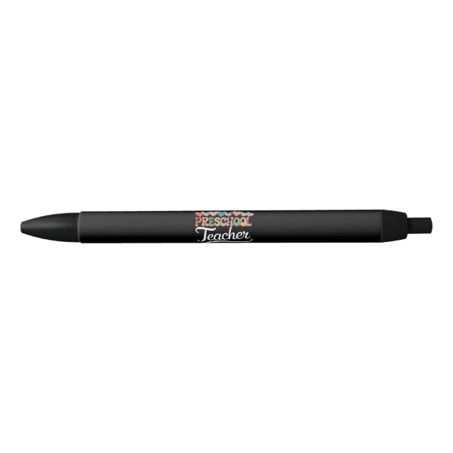 Preschool Teacher First Day Groovy Back To School  Black Ink Pen (Front)