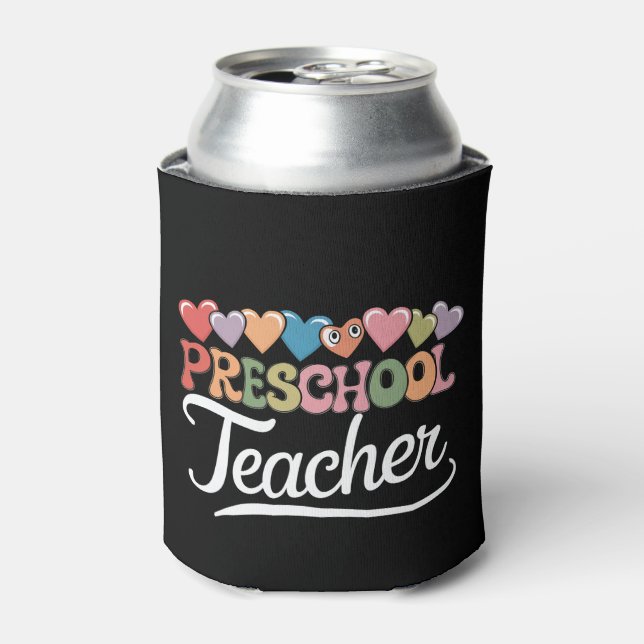 Preschool Teacher First Day Groovy Back To School  Can Cooler (Can Front)