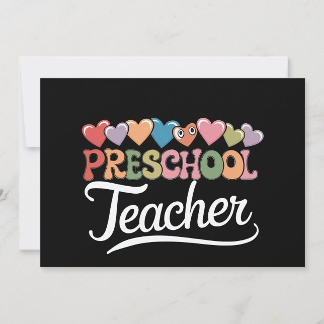 Preschool Teacher First Day Groovy Back To School  Invitation (Front)