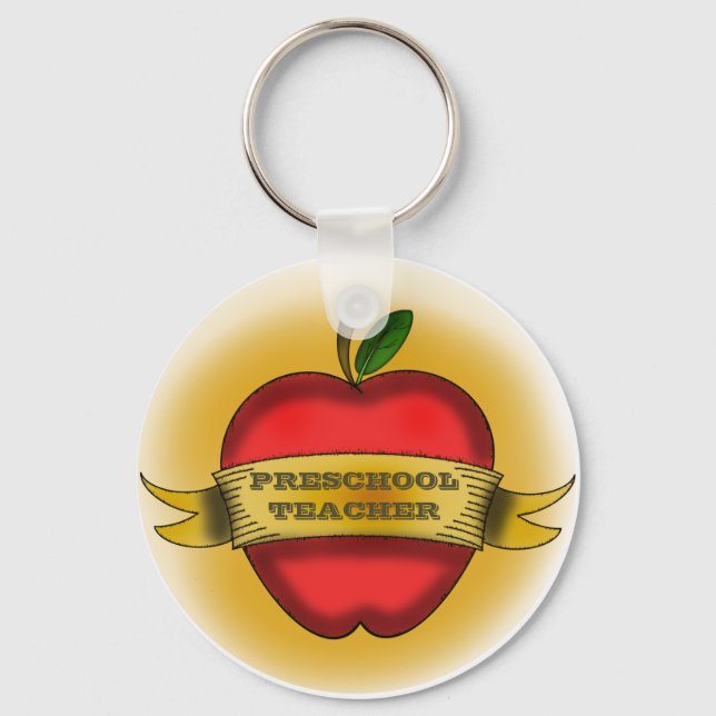 Preschool Teacher Keychain - Vintage Apple Tattoo (Front)