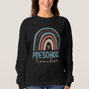 Preschool Teacher Leopard Boho Rainbow Back To Sch Sweatshirt