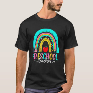 Preschool Teacher Leopard Rainbow First Day Back T T-Shirt