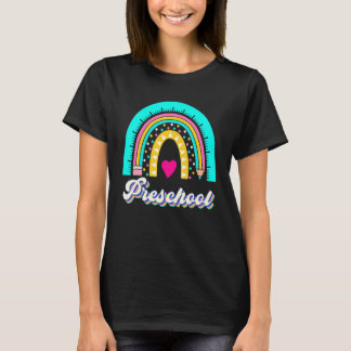 Preschool Teacher Leopard Rainbow Teacher Back To  T-Shirt