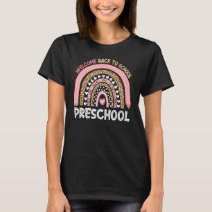Preschool Teacher Leopard Rainbow Teacher Back To T-Shirt