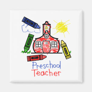 Preschool Teacher Magnet - Schoolhouse & Crayons