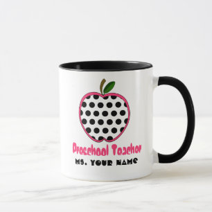 Preschool Teacher Mug - Polka Dot Apple
