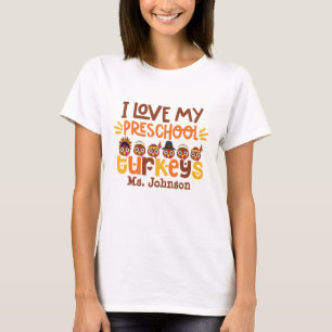 Preschool Teacher Personalised Thanksgiving T-Shirt