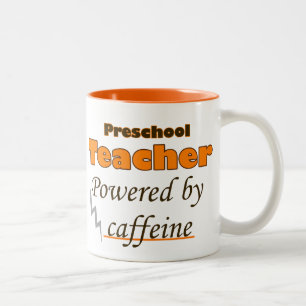 Preschool Teacher Powered by caffeine Two-Tone Coffee Mug