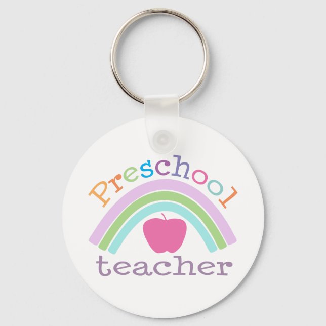 Preschool Teacher Rainbow Key Ring (Front)