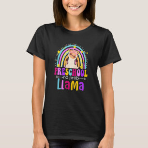 Preschool Teacher Rainbow No Prob Llama 100 Days o T-Shirt