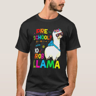 Preschool Teacher Rainbow No Prob Llama 100th Day T-Shirt