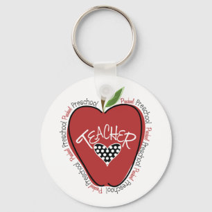 Preschool Teacher Red Apple Key Ring