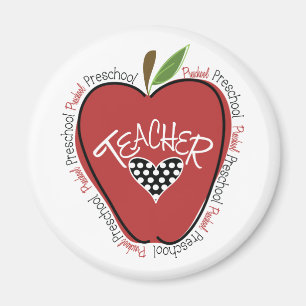 Preschool Teacher Red Apple Magnet