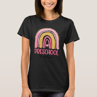 Preschool Teacher Squad Rainbow Watercolor Back To T-Shirt