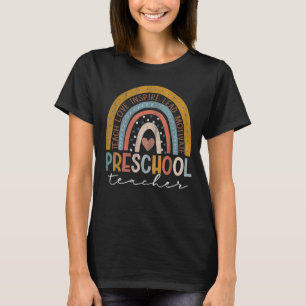 Preschool Teacher Teach Love Inspire Boho Rainbow T-Shirt