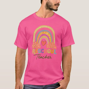 Preschool Teacher Teach Love Inspire Boho Rainbow T-Shirt